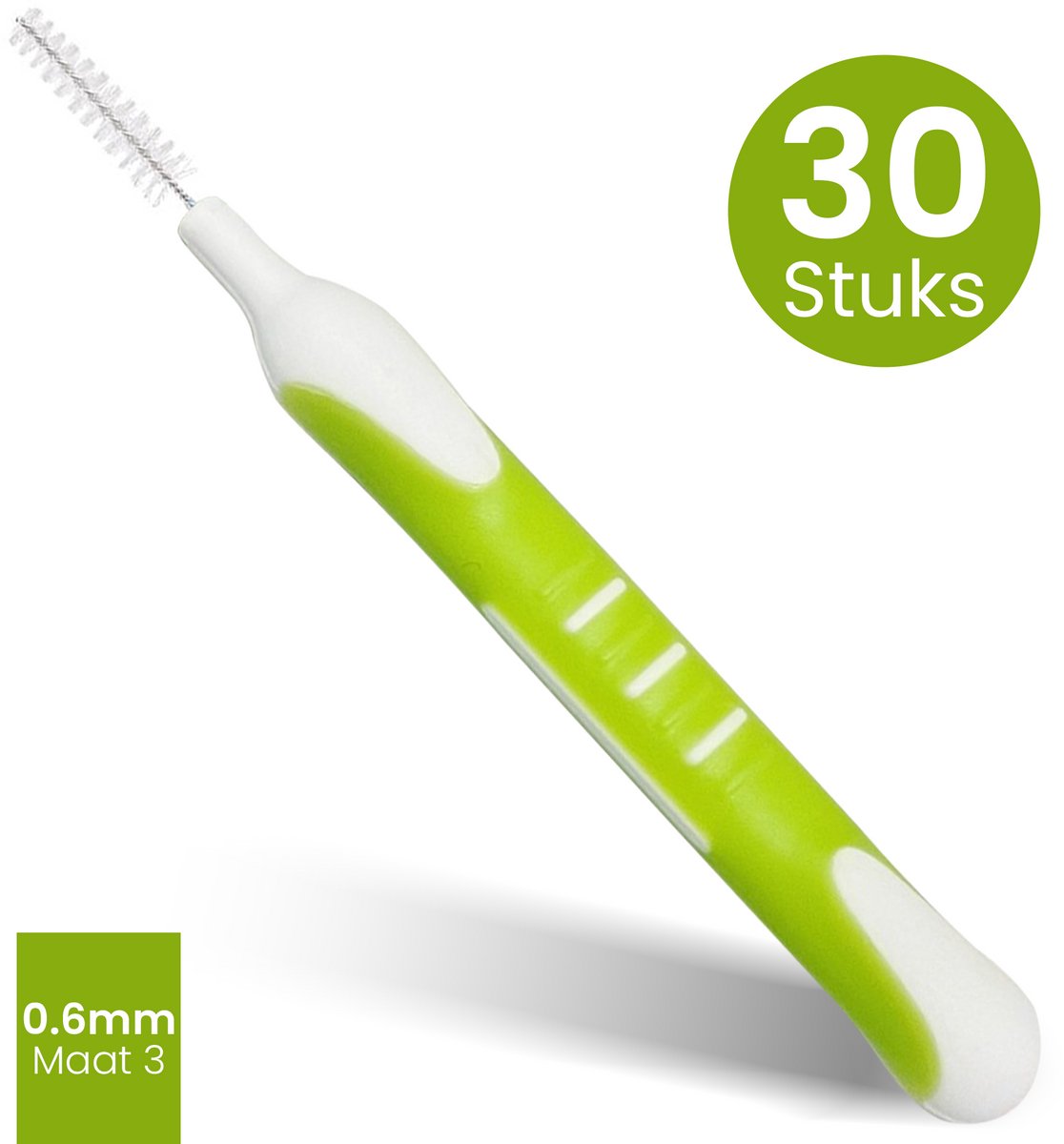 DEN-T PRO Interdentale Ragers - 30 stuks - 0.6mm maat 3 groen - Tandenragers – Antislip Handgreep – Mondhygiëne & Tandverzorging
