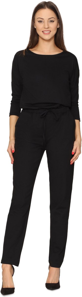 Ladeheid Dames Jumpsuit - Korte mouwen - Lange broek - Katoen - BLV-BLV50-212-OV - Zwart - L