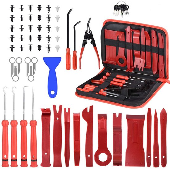 flintronic Car Disassembly Tools, 86 Pieces, Trim Wedges, Upholstery Tools, Interior Trim, Includes Various Types, Accessories, Fixing Clips