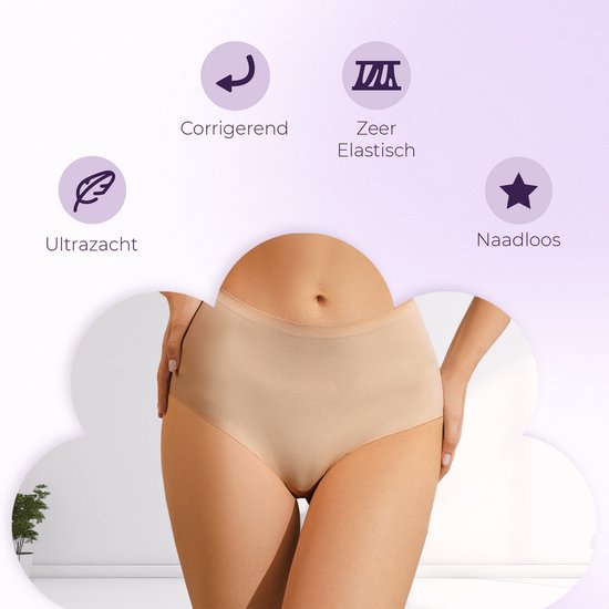Slip taille haute sans couture pour femme - Zwart, Wit, Beige - Taille XL - Set de 3 - Ultra doux - Sous-vêtements sans couture femmes - Sous-vêtements sans couture femmes - String invisible - Slips femme - sous-vêtements invisibles