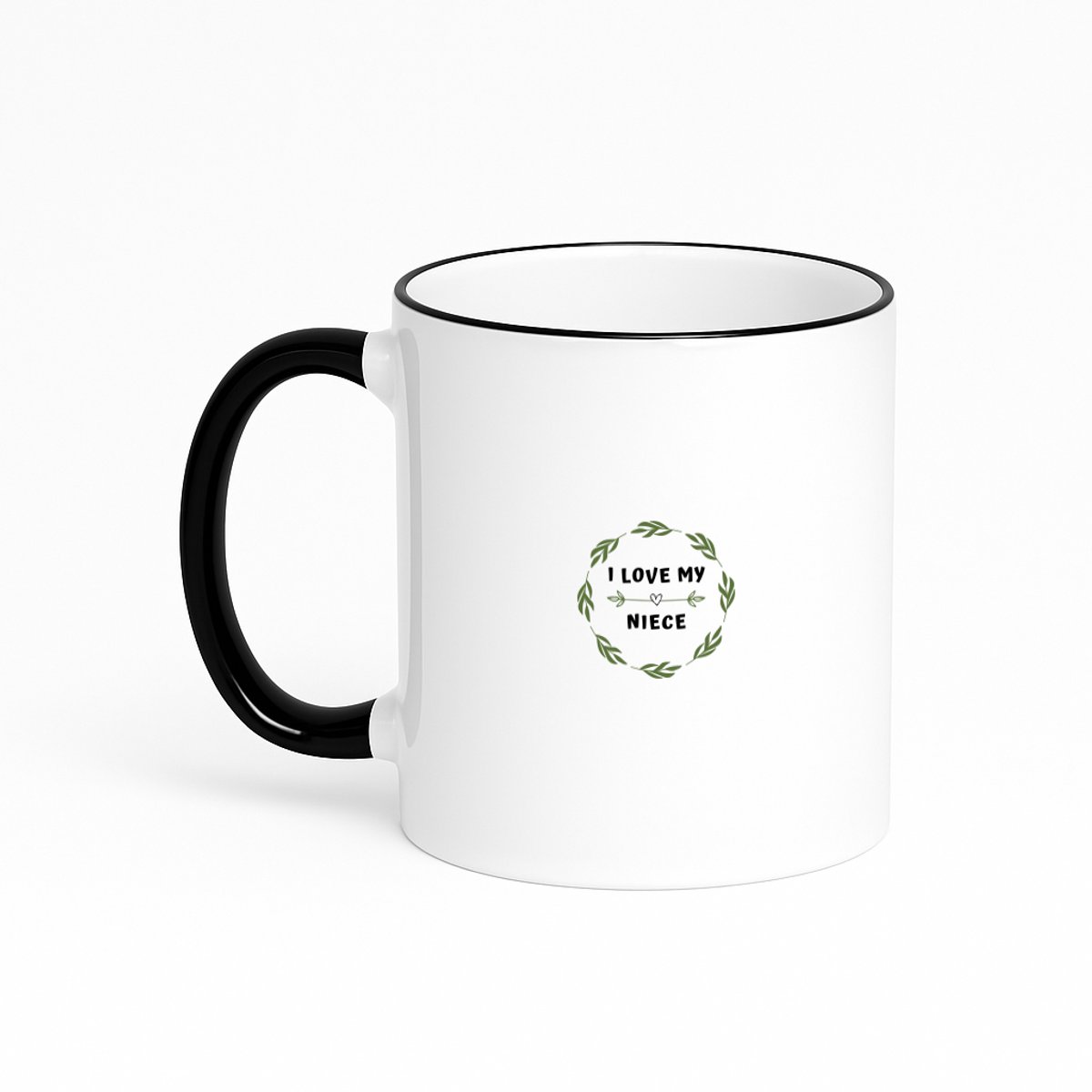 Hacebo® - I love my niece koffiebeker met gekleurde rand zwart - Nicht - liefste nicht - thee mok - koffie beker - verjaardag - cadeautje voor nicht - nicht artikelen - kado - geschenk - koffiemok - 330 ML