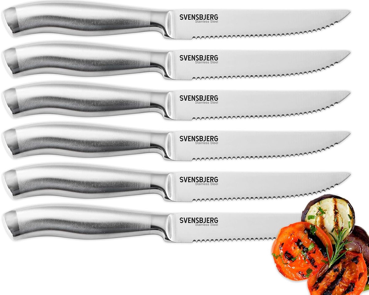 Professionele steakmessenset - modern design - set van 6 - roestvrij staal