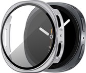 Bandz PC hard case hoesje met screenprotector - geschikt voor Samsung Galaxy Watch 8 - 44mm - beschermhoes van hard plastic - full cover (zilver)