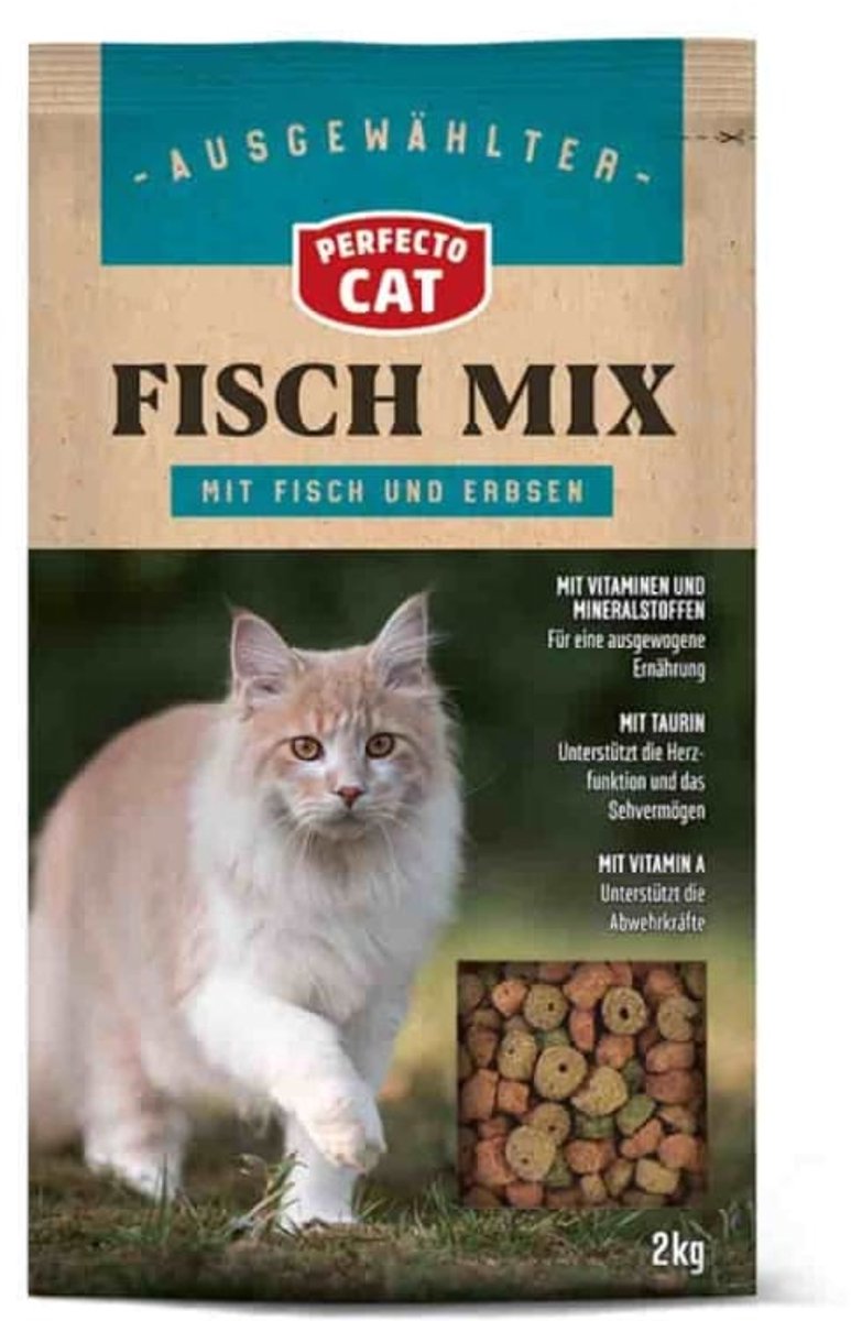 Boni-Shop® Kattenvoer, droog kattenvoer, vis kattenvoer, 2kg, Perfecto Cat Classic Fisch-Mix