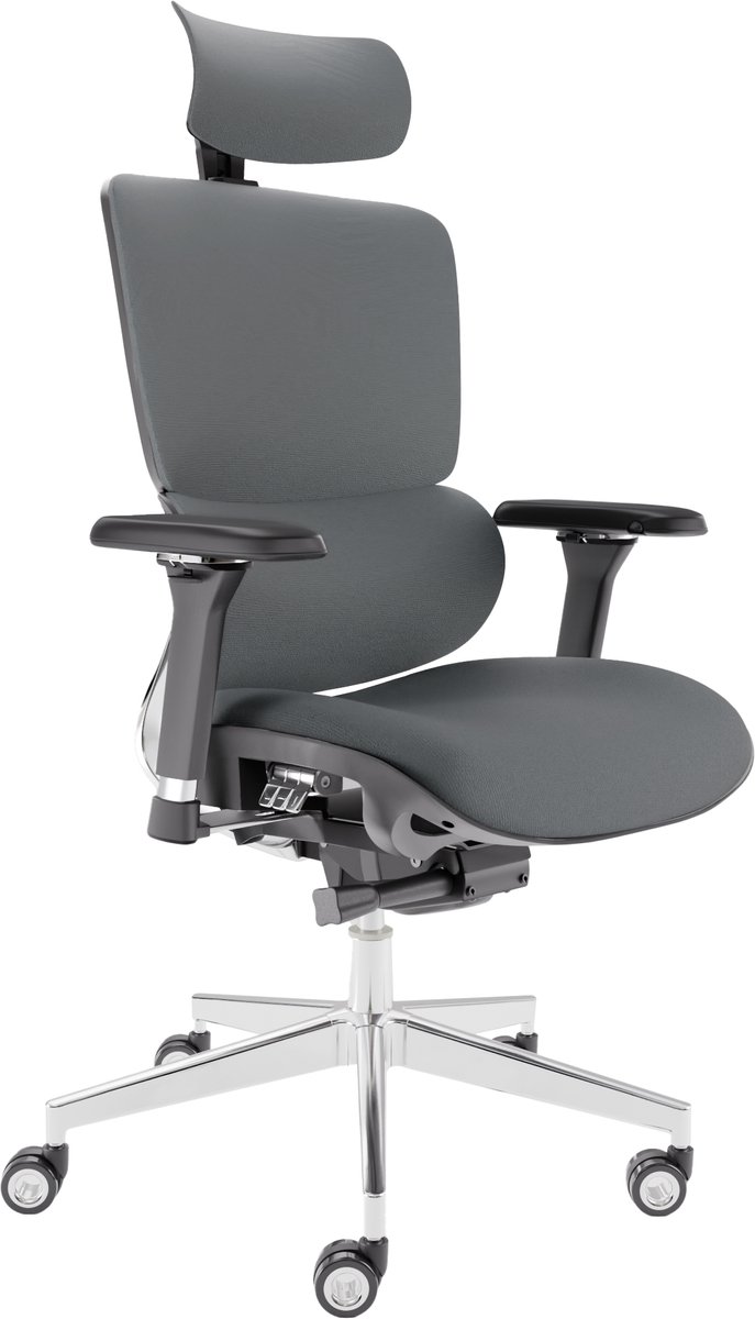 CLOUVOU MasterSeat Ergonomische Bureaustoel voor Kantoor - 4D Armleuningen - Bediening met Knop - Max. 150 kg - Antraciet