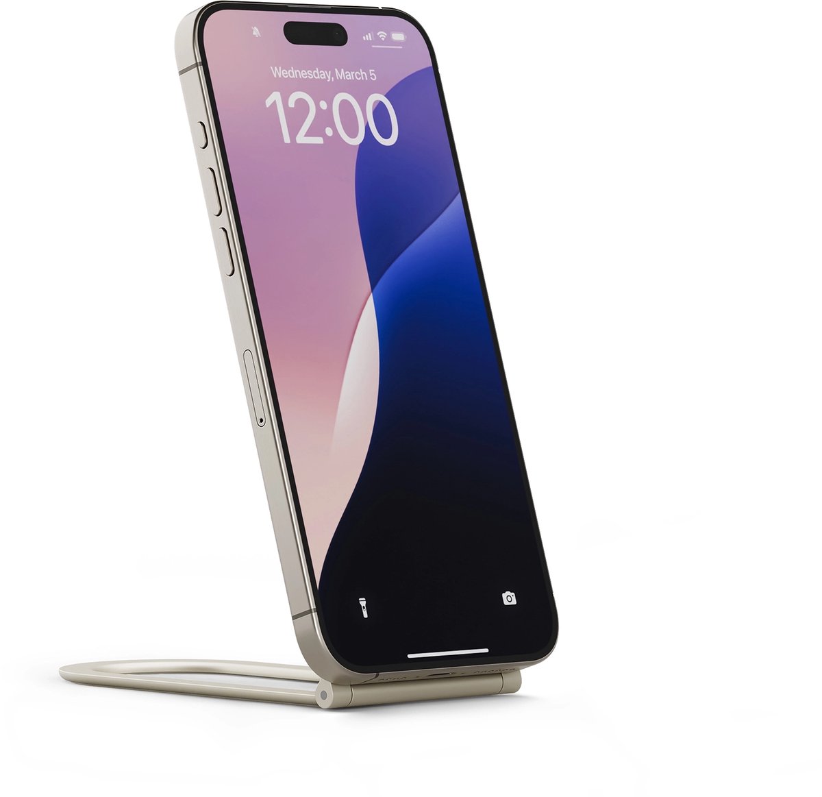 Twelve South Curve Nano Magnetische iPhone Stand – Veilig Vasthouden van MagSafe/Qi2 Telefoons – Aanpasbaar aan Elke Hoek – Ultralicht en Compact voor Makkelijk Meenemen - Beige