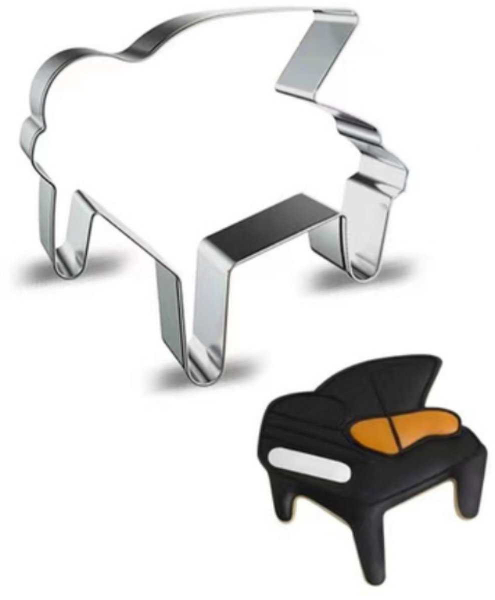 Uitsteekvorm Piano/Vleugel - 7,2x7CM - Vorm voor koekjesdeeg, fondant, klei etc. RVS - Koekjes bakken met muziekthema
