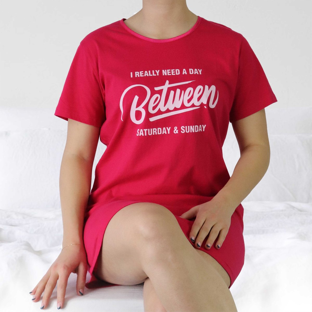 Temptation Dames Bigshirt - 100% Gekamde Katoen - Rood