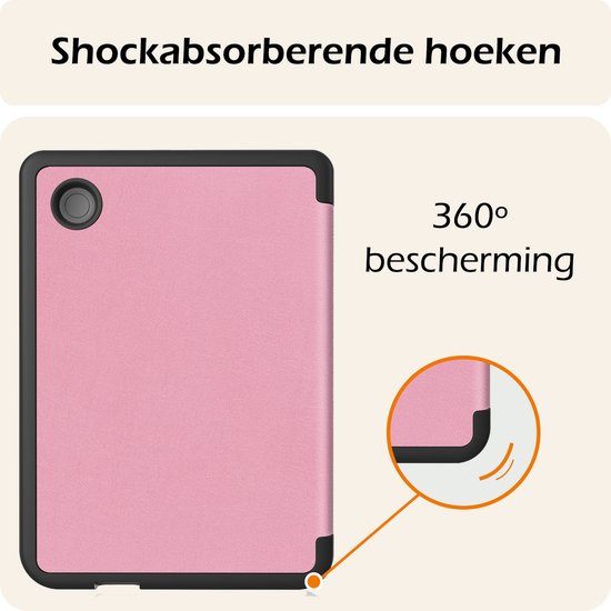 Hoesje Geschikt voor Kobo Clara BW Hoes Book Case - Hoes Geschikt voor Kobo Clara BW Hoesje Book Cover - Roze van Merkloos — afbeelding 5