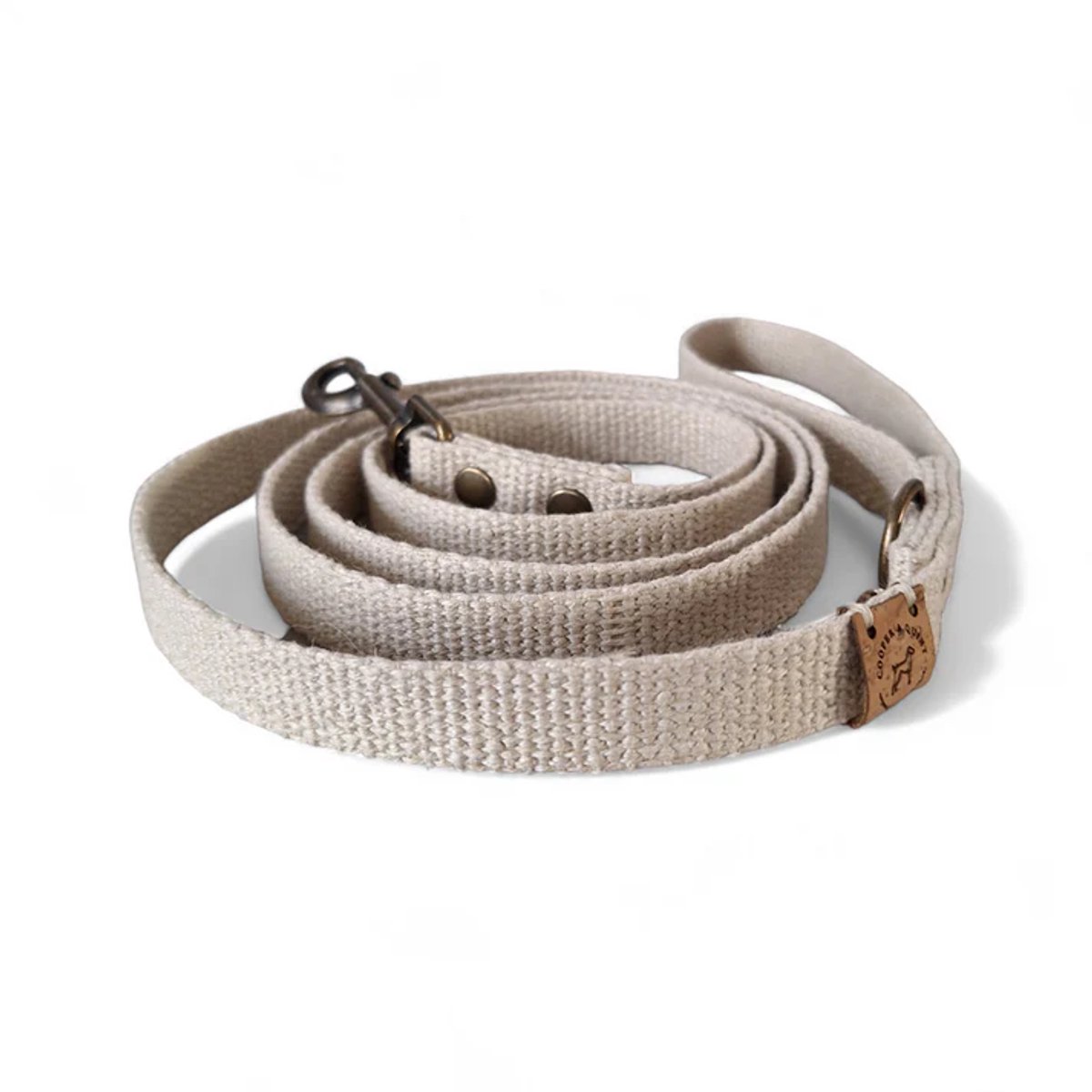 Cooper & Quint Simply Hemp Hondenriem - Schelpenwit - 150 cm - 2 cm - Oud Messing