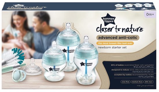 Tommee Tippee Starterkit voor pasgeborenen, anti-colic flessen, flessen, spenen, borstel 0m+ — afbeelding 4