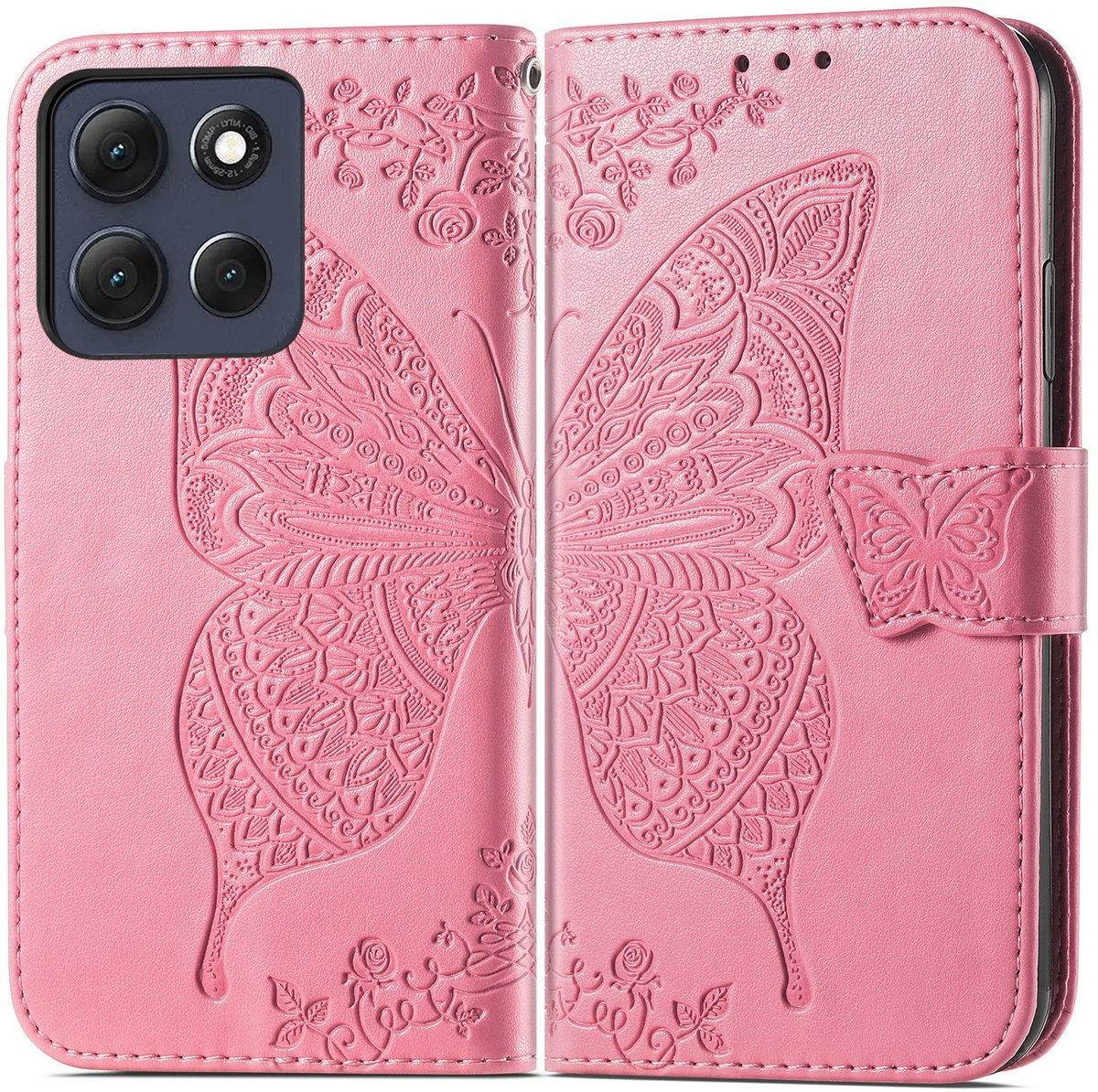 Coverup Hoesje - Geschikt voor Motorola Moto G86 Hoesje - Coverup Vlinder Book Case - Roze