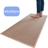 Hilvard Keukenloper - Tapijt - 45 x 250 cm - Beige - Keukenmat - Anti Slip - Beschermend - Stevig - Wasbaar