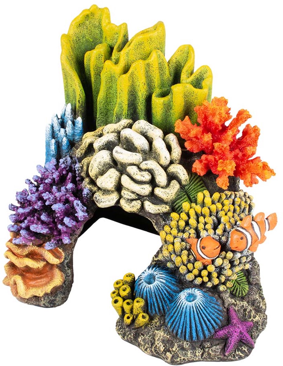 Aqua Della ornament koraalgrot hoek L-22x16x25cm meerkleurig