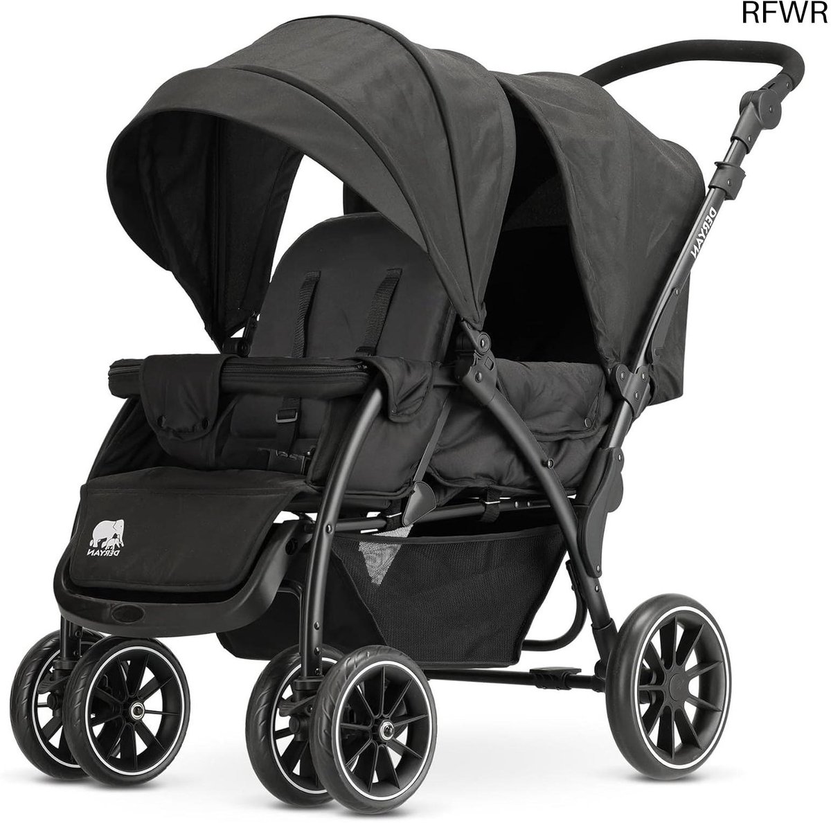 RFWR® Dubbele Kinderwagen voor 2 Kinderen met Verstelbare Rugleuning en Veiligheidsgordel