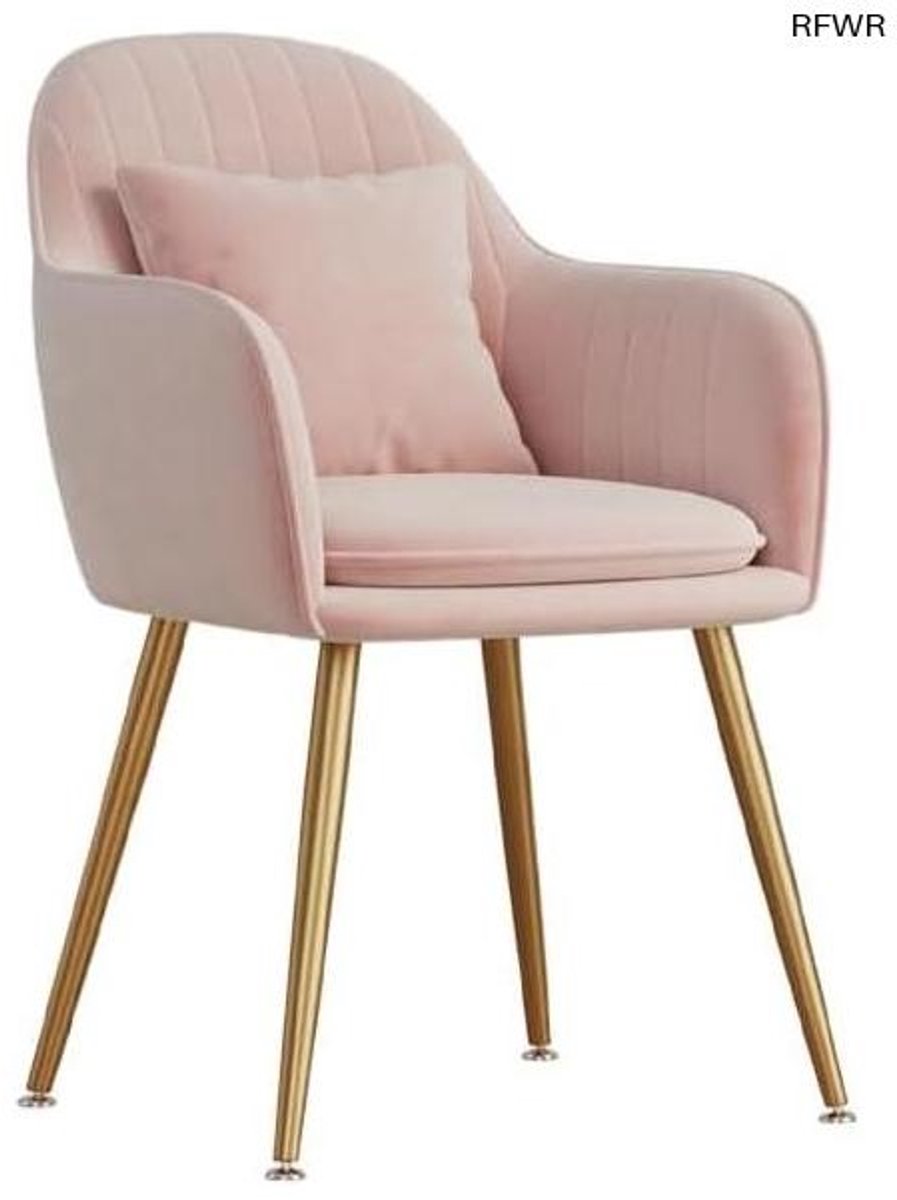 RFWR Gestoffeerde Accent Fauteuil voor Woonkamer en Kantoor - Comfortabele Leesstoel met Metalen Benen Roze