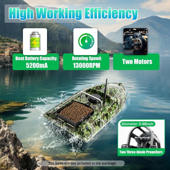 RFWR® Draadloze Aasboot met GPS en Afstandsbediening voor Nachtvissen van RFWR — afbeelding 4