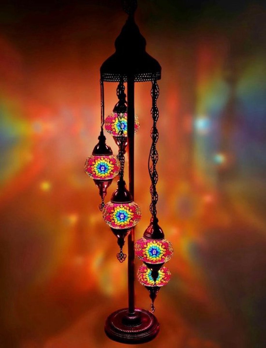 Turkse lamp - staande mozaïek lamp - 1 stuk - multicolour met unieke handgemaakte patronen