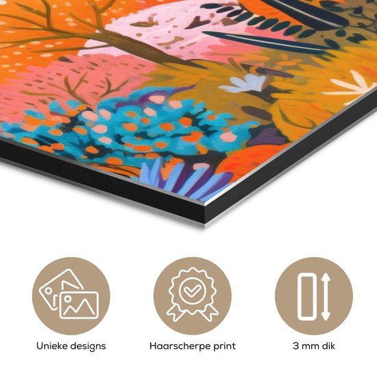 Aluminium schilderij 60x90 cm - Wanddecoratie metaal - Witte bergtop - Modern - Kleurrijk - Metalen muurdecoratie woonkamer - Decoratie industrieel - Foto op dibond - Industriële accessoires slaapkamer