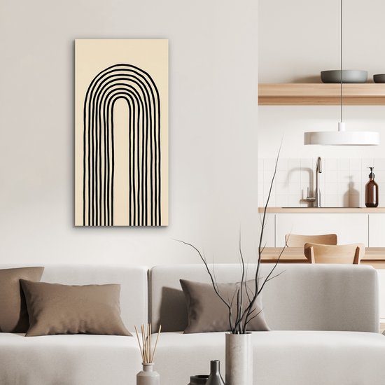 Tableau aluminium 40x80 cm - Décoration murale métal - Formes arches - Zwart - Épuré - Décoration murale métal salon - Décoration industrielle - Photo sur dibond - Accessoires industriels chambre