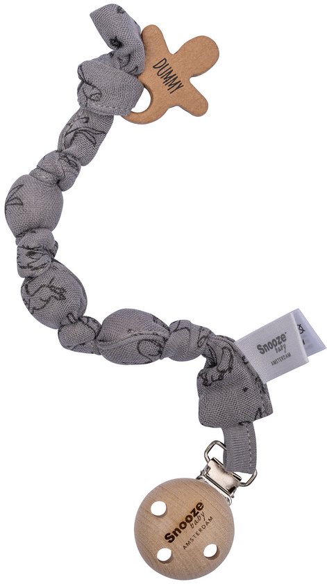 Foto: Baby speenkoord fopspeenkoord van biologisch katoen speenketting cloudy grey grijs snoozebaby