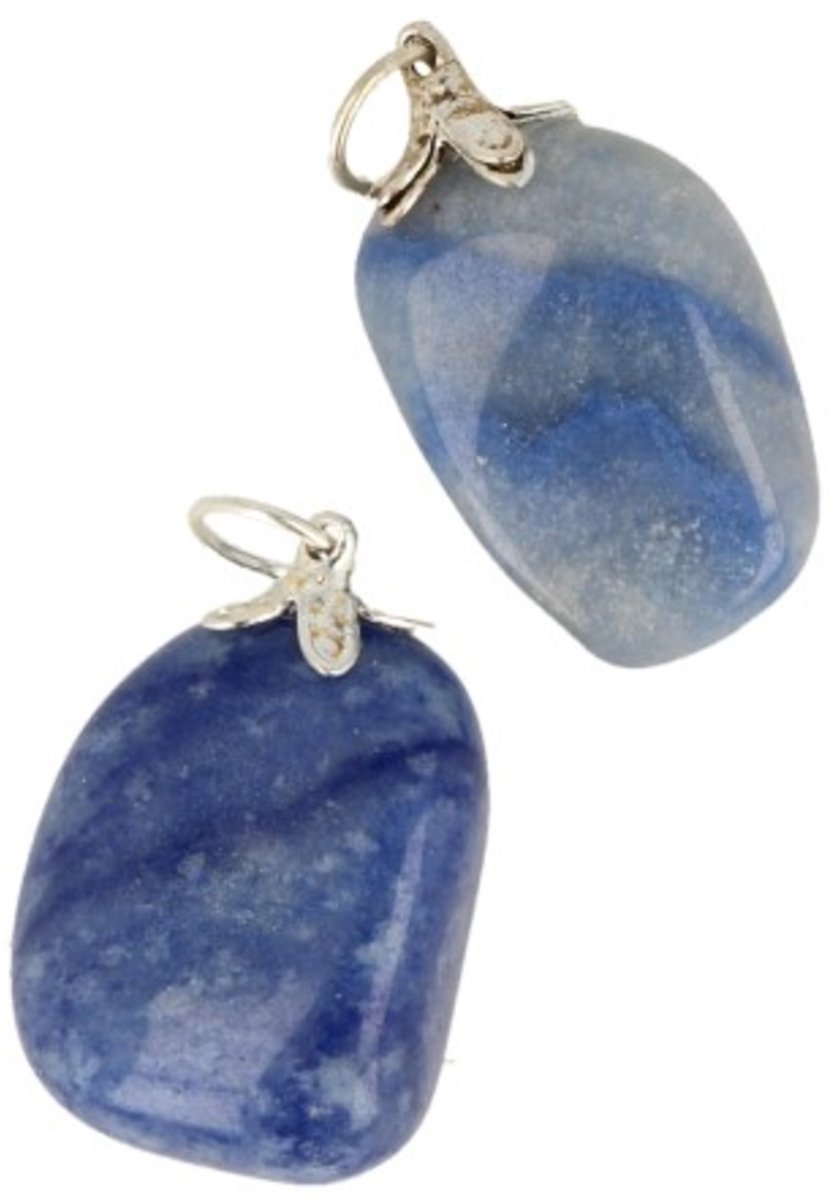 Blauwe kwarts edelsteen hanger