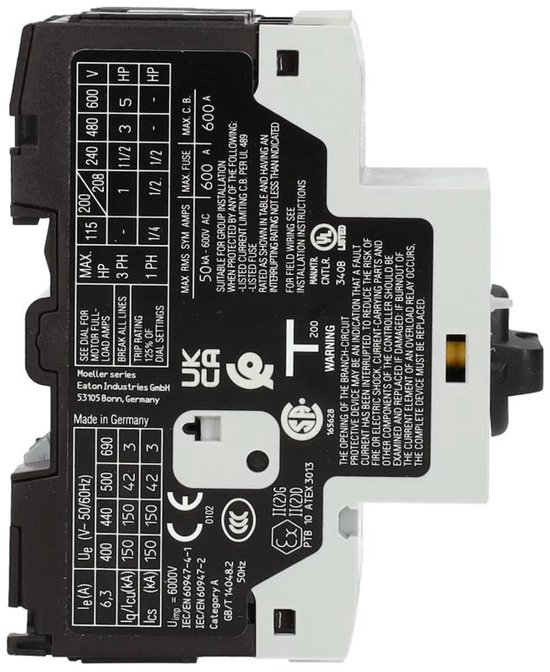 Disjoncteur de protection moteur avec interrupteur rotatif Eaton PKZM0-6,3 072738 690 V/AC 6.3 A 1 pc(s)
