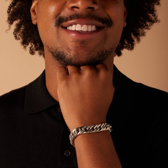 Lucardi - Bracelet homme acier maillon mat