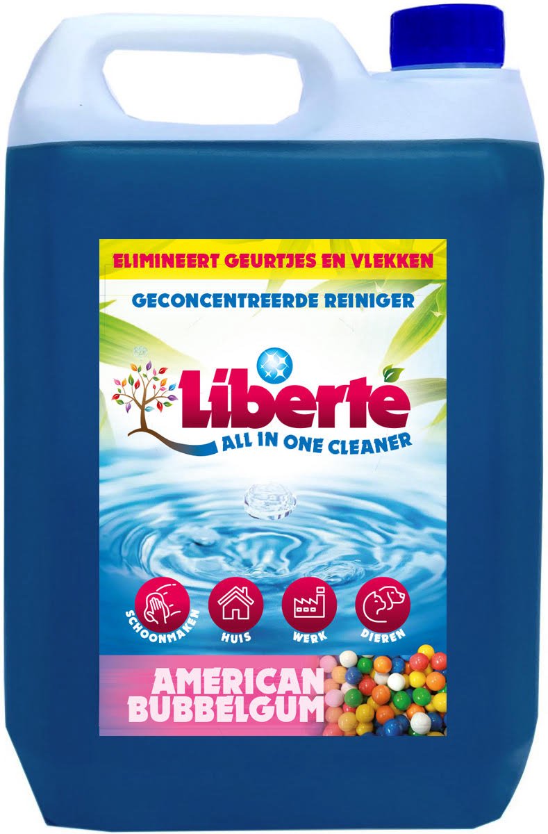 All in One Cleaner American Bubbelgum 5 Liter - Desinfectie - Dieren - Huis - Auto - Kantoor - Schoonmaakmiddel