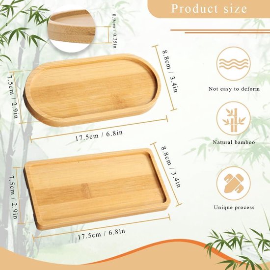 KiKiHong Lot De 4 Petits Plateaux Ovales En Bambou - Service Sushi, Café Et Collations