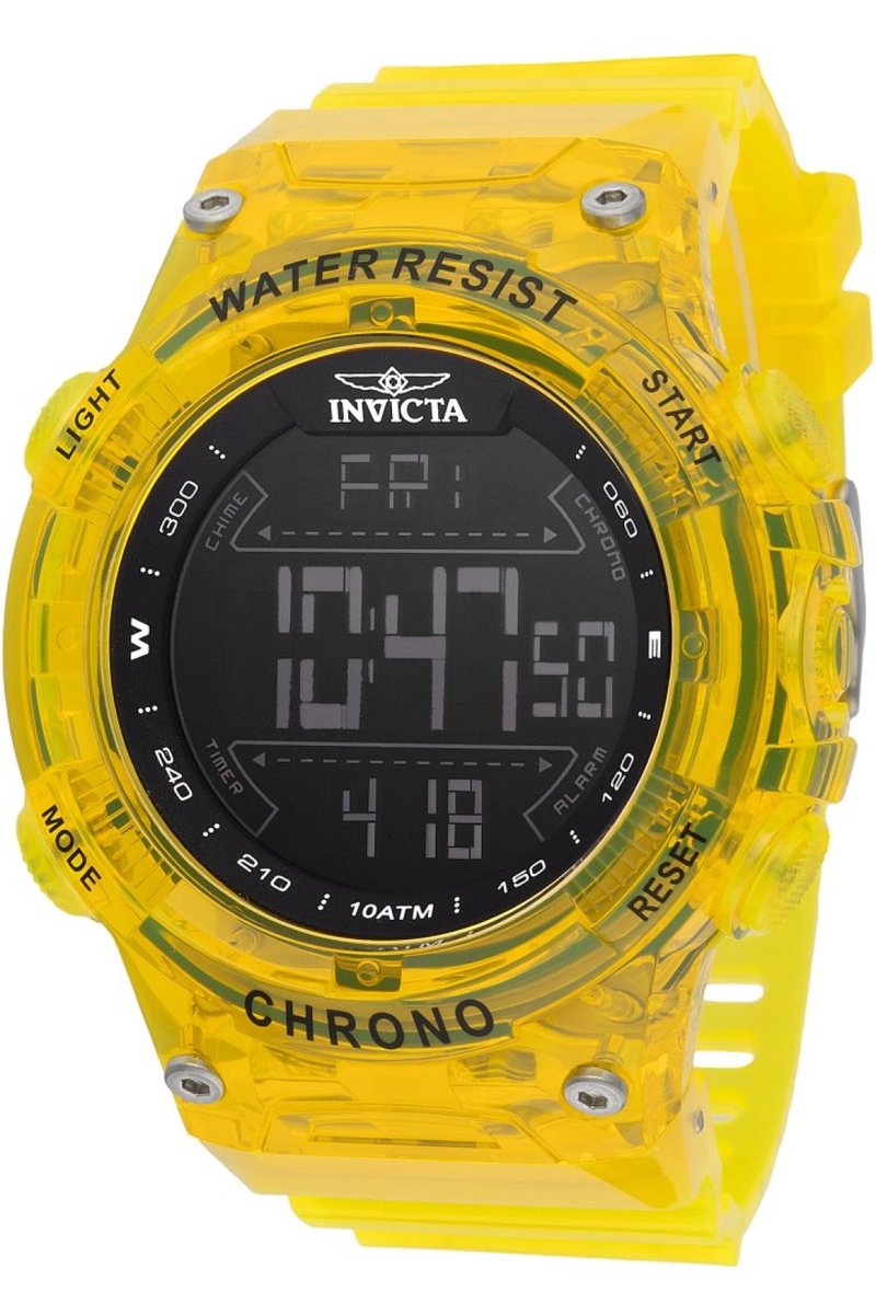 Invicta Racing 49044 Heren Horloge - Waterdicht - Digitaal - Quartz Uurwerk - Plastic met zwarte Wijzerplaat - 52mm