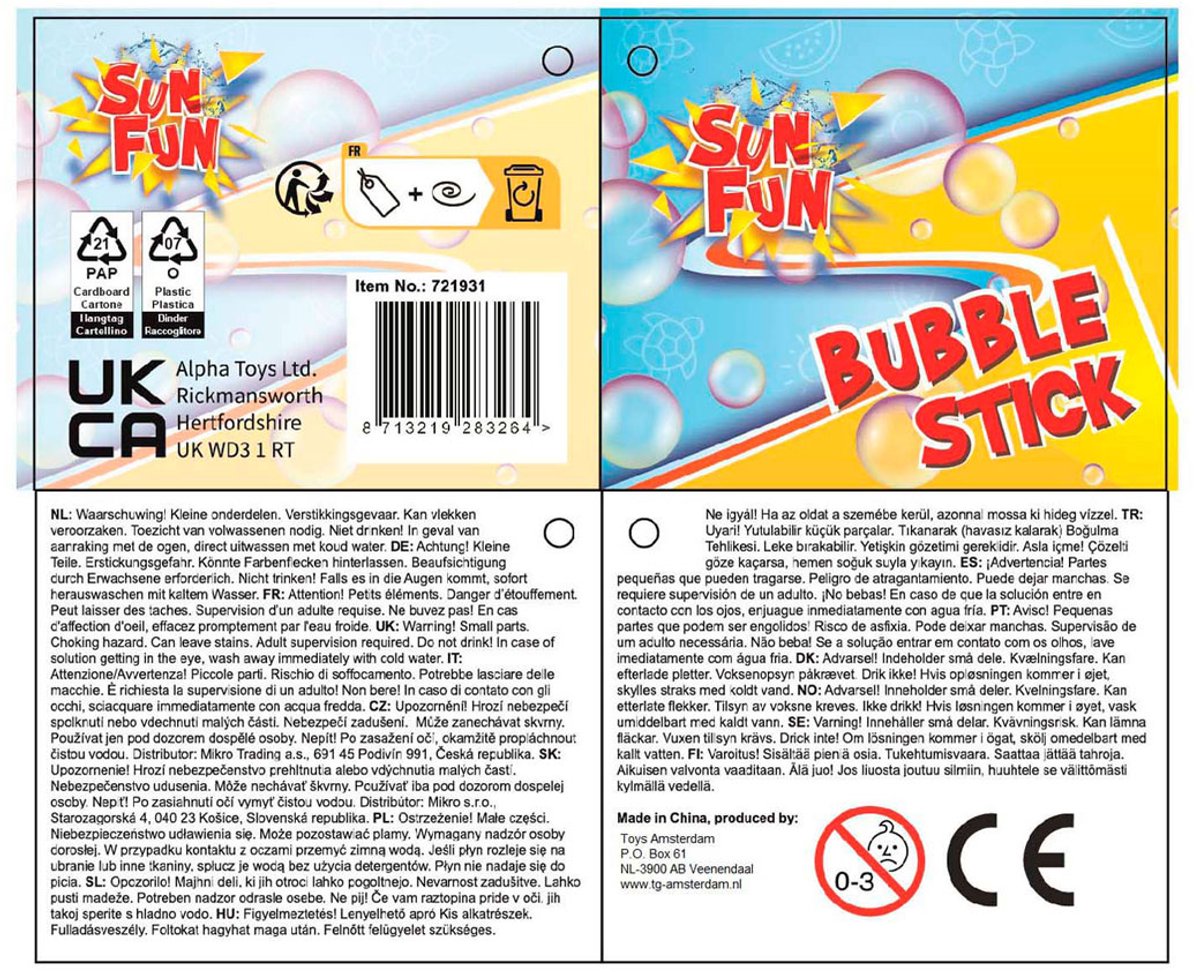 Bellenblaas stick speelgoed 120ml 37cm set van 24 multi kleuren.