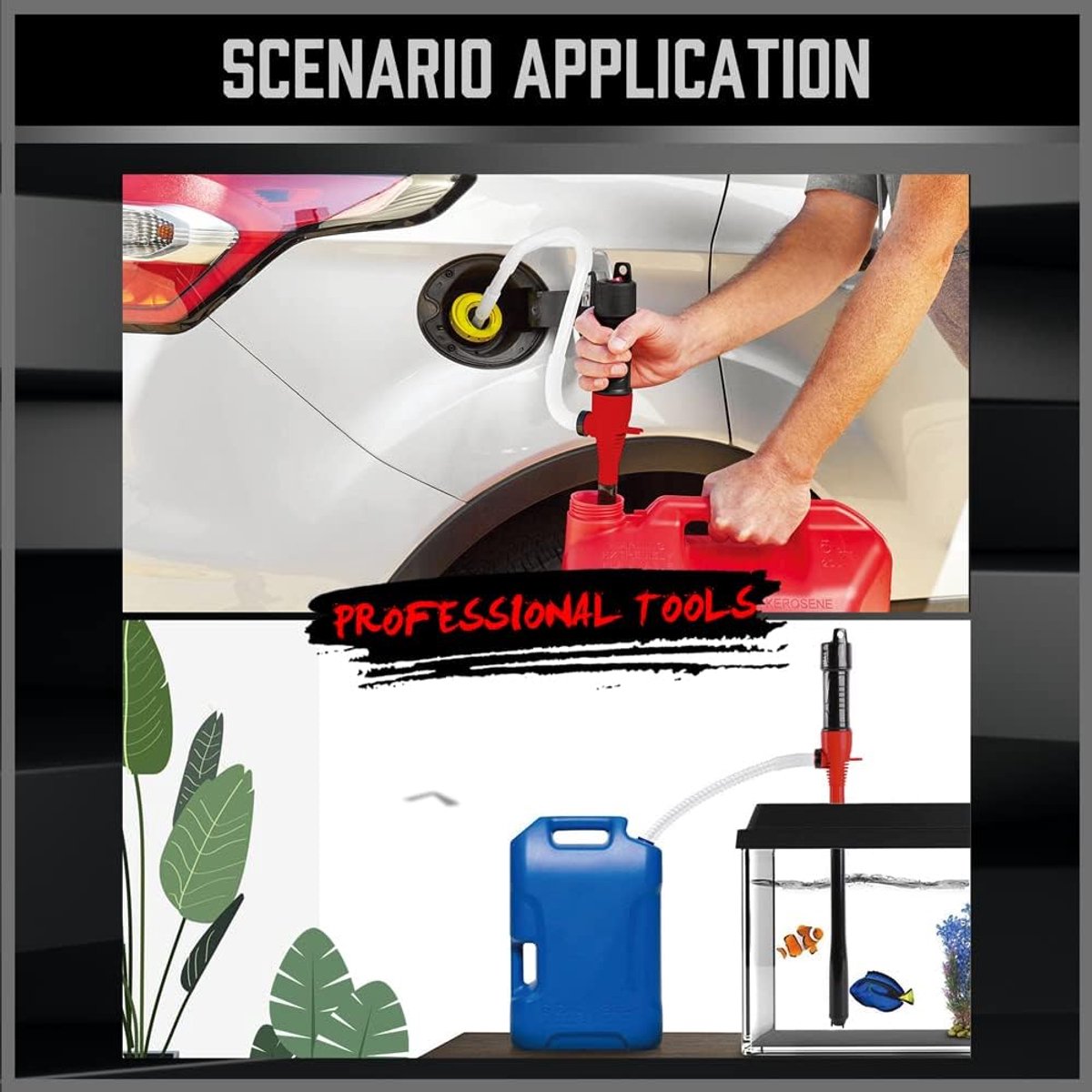 Elektrische handpomp, draagbare op batterijen werkende overhevelpomp, multifunctionele sifonvloeistofextractor voor het overhevelen van benzine, diesel, brandstof en water thumbnail 3