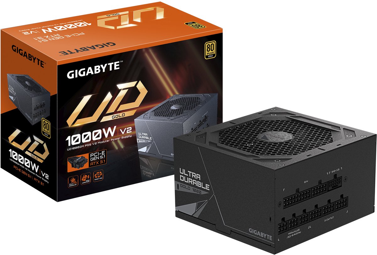 Gigabyte GP-UD1000GM PG5 Serie - Interne voeding - 1000W - 80 Plus Gold - Modulair