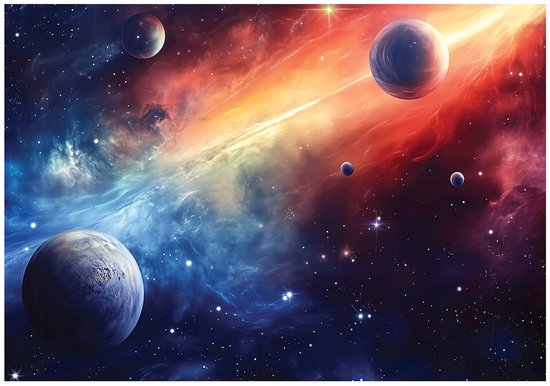 WALLARENA - Fotobehang - 250x175 cm - fotobehang voor jongens met een ruimte thema voor de kinderkamer