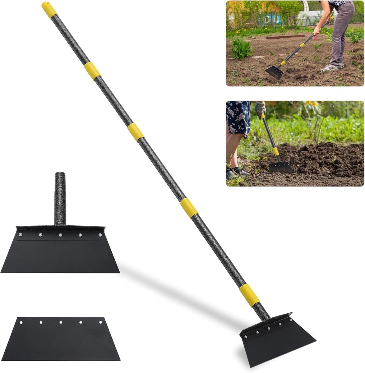 Ibenzoa® Tuingereedschap met Verstelbare Stalen Handgreep voor Onkruidverwijdering en Sneeuwruimen in de Tuin