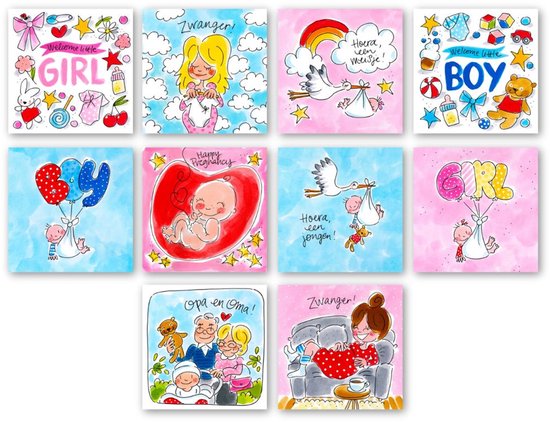 Blond Amsterdam - Coffret de cartes de naissance - 10 cartes de vœux avec enveloppe