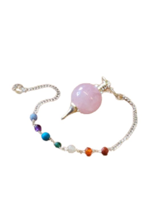 Rozenkwarts Pendel met Chakra Ketting