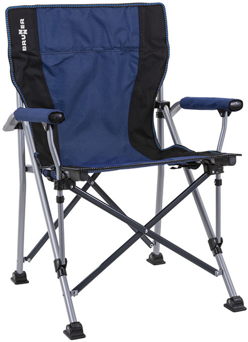 Brunner Klapstoel Raptor - Zwart/Blauw - Opvouwbare Campingstoel - Stalen Frame - Lichtgewicht 4,6 kg - 110 kg Draagkracht - 94 x Ø16 cm Ingeklapt