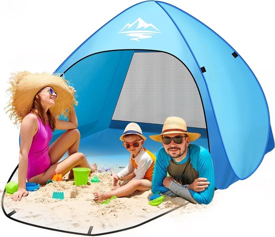 COVACURE Strandmuschel Pop Up XXL Strandzelt für 3-4 Personen, mit UV-Schutz UPF 50 Ideal für