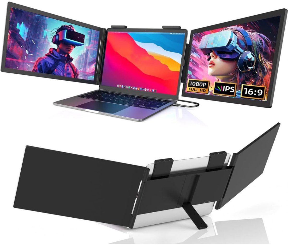 DailySupplies® Portable Monitor - Tri Screen - Laptop Uitbreider - Full HD