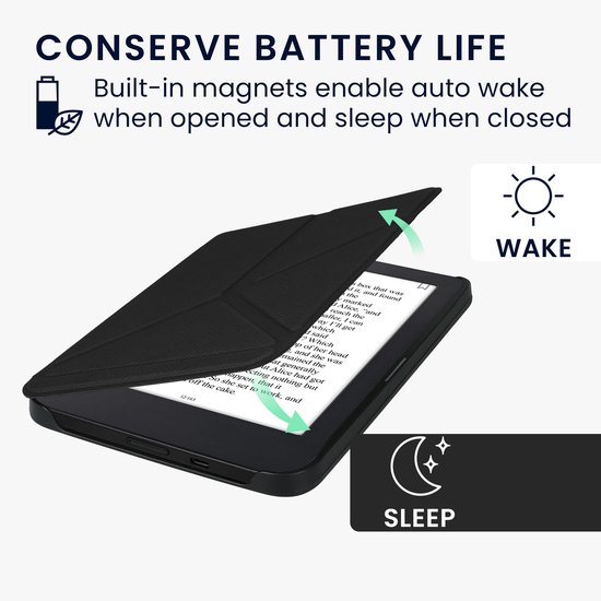 kwmobile e-reader hoesje geschikt voor Kobo Clara 2E hoes - Ereader flip case met standaard - E reader cover van kunstleer - In zwart van Merkloos — afbeelding 4