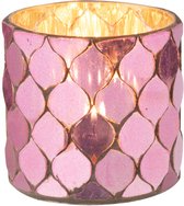 J-Line theelichthouder Cilidner Mozaïek - glas - fuchsia