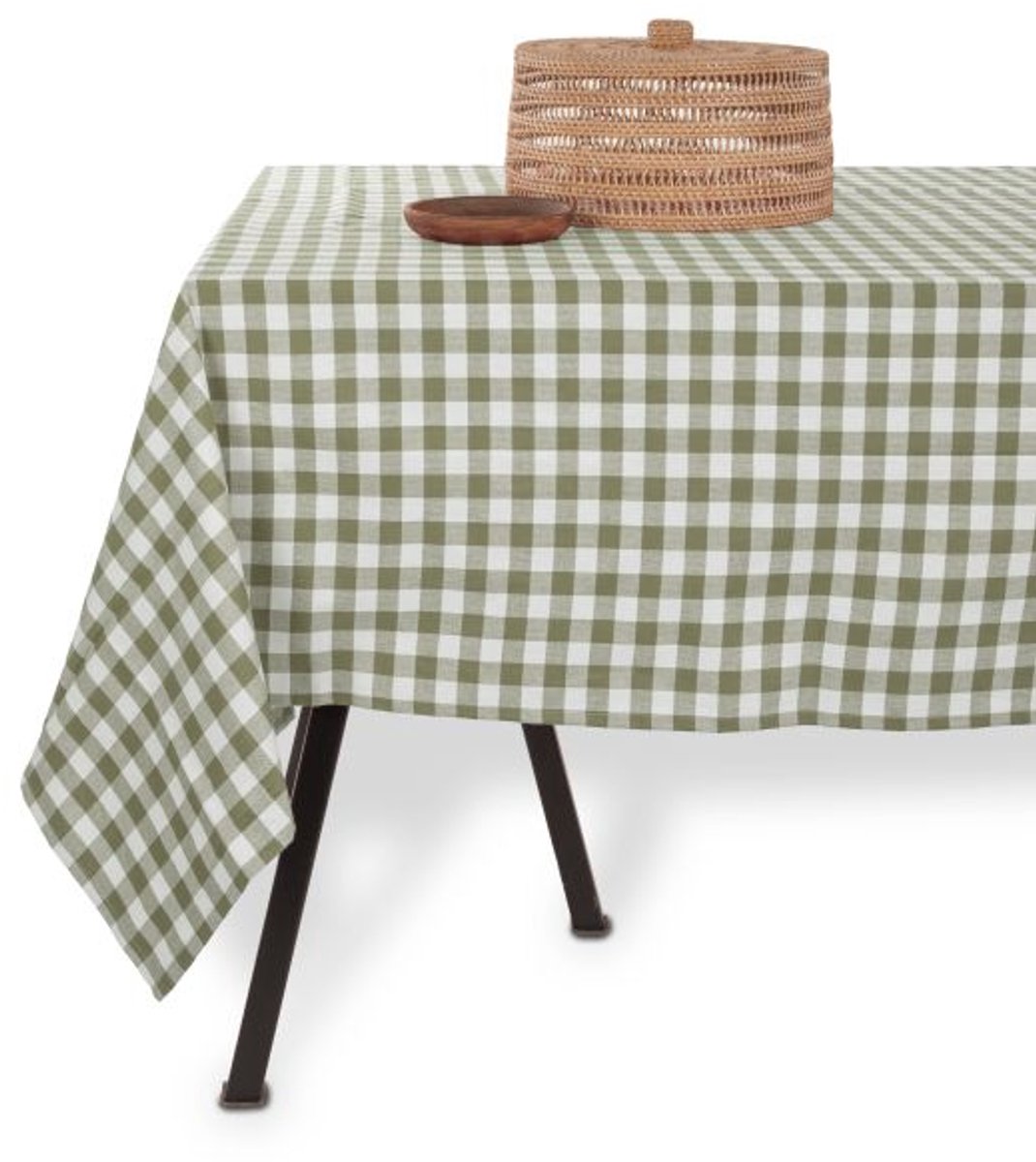 Tiseco - Tafelkleed GINGHAM - Katoen - Geblokt - 150x300 cm, olijfgroen