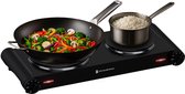 KitchenBrothers Elektrische Kookplaat - 2 Pits - Vrijstaand - 7 temperatuurstanden - 1500W + 1000W - Zwart