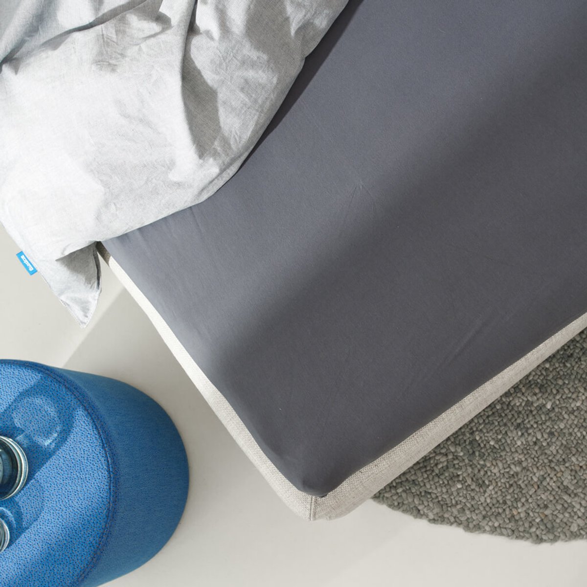 Auping Jersey 235 hoeslaken voor splittopper - 180/200 x 200/210/220 cm - Cool Grey - Biologisch katoen