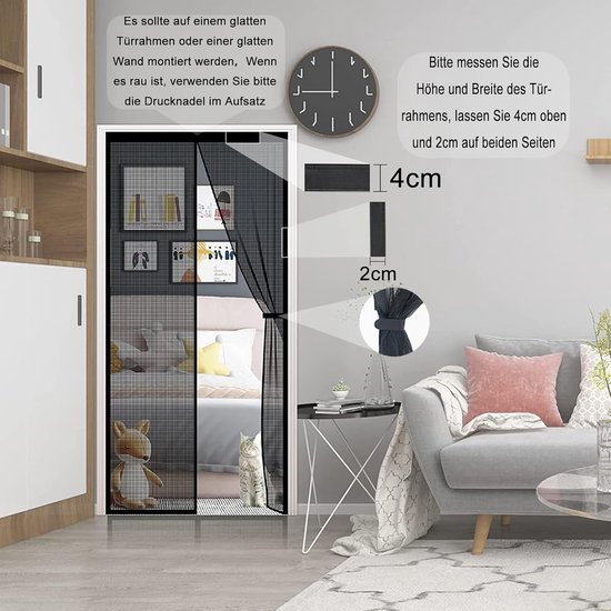 UlisemMoustiquaire Magnétique Pour Porte De Balcon, Porte De Terrasse Porte De Cave Montage Facile Avec Montage Adhesif Pour Porte De Balcon Porte De Terrasse Porte De Cave 80 X 210 89082930