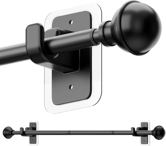 Gordijnstang zonder boren, uitschuifbare telescopische stang, extra dik douchegordijnstang, spanstang voor badkamer, slaapkamer, zwart (85-155 cm 32 mm