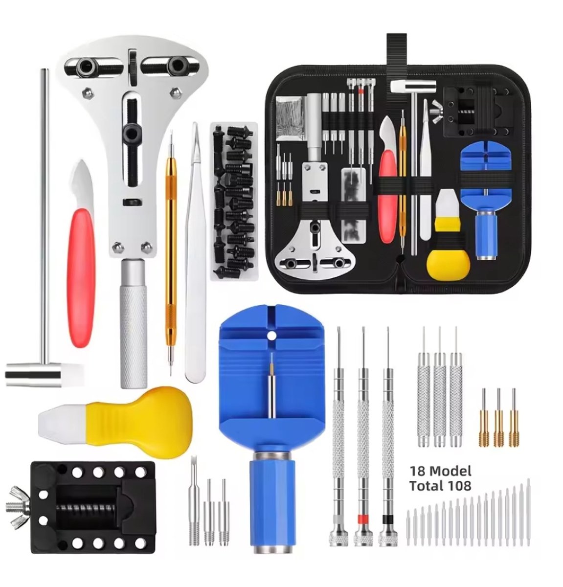 147 stks-set Horlogemaker Horloge Reparatie Repareren Gereedschap Kit, Case RemoverOpener Bar Set, Gemak Merk Klok Tool
