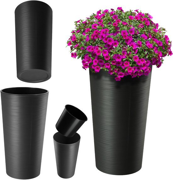 KADAX Kunststof Bloembak – 55,7 X 18,5 Cm, Met Irrigatiebanden, Uitschuifbaar Inzetstuk, Vorstbestendig, Ruitpatroon, Mokka – Voor Balkon En Tuin